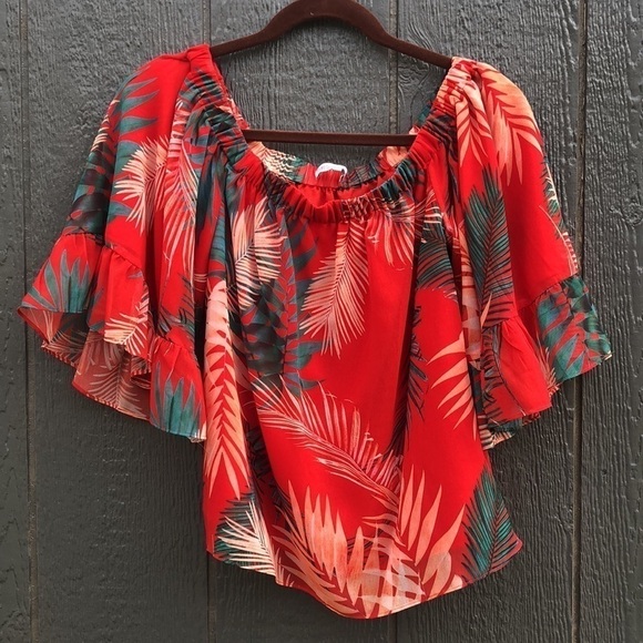 Rebecca Minkoff floral off the shoulder top size S - Picture 2 of 8